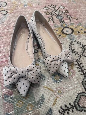 CECELIA NEW YORK Pink Polka Dot Bow Pointed Toe Flats